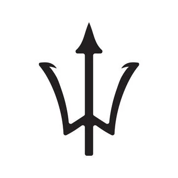Black Broken Trident Head National Symbol of Barbados Flag Vector Graphic I.. Stock Illustration