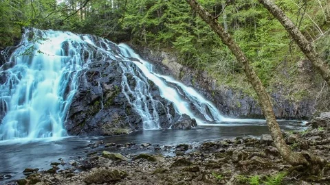 BLACK BROOK, CANADA - Black Brook Waterfall in Pictou County, Nova Scotia Stock Footage 79638289