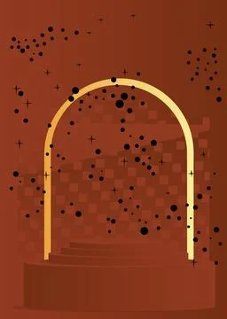 Black, brown and gold mockup product display. abstract cylinder pedestal po.. Stock Illustration