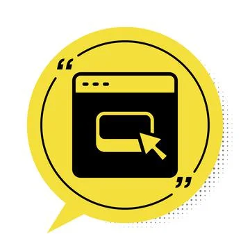Black Browser files icon isolated on white background. Yellow speech bubble Stock Illustration
