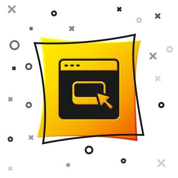 Black Browser files icon isolated on white background. Yellow square button 스톡 일러스트
