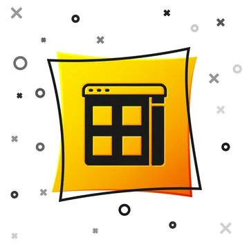 Black Browser files icon isolated on white background. Yellow square button イラスト素材