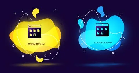 Black Browser files icon isolated on black background. Abstract banner with 스톡 일러스트
