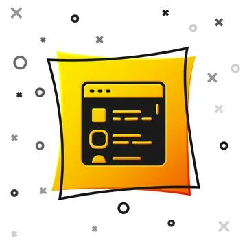 Black Browser files icon isolated on white background. Yellow square button イラスト素材