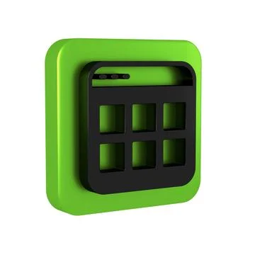 Black Browser files icon isolated on transparent background. Green square b.. Stock Illustration