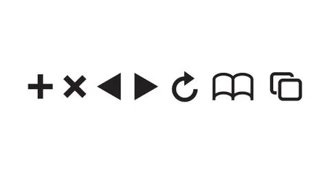 Black browser icon set. add remove next refresh bookmarks tabs icons. Stock Illustrazione stock