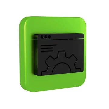 Black Browser setting icon isolated on transparent background. Adjusting, s.. Illustrazione stock