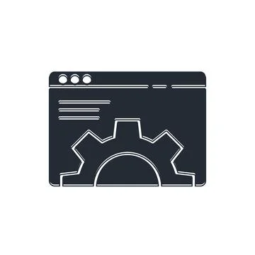 Black Browser setting icon isolated on white background. Adjusting, service.. Stock Illustration