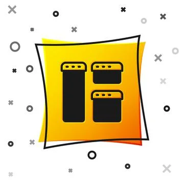 Black Browser window icon isolated on white background. Yellow square button Stock Illustration