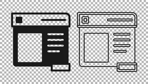 Black Browser window icon isolated on transparent background.  Vector Stockillustratie