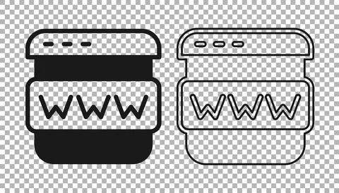 Black Browser window icon isolated on transparent background. Vector Stockillustratie