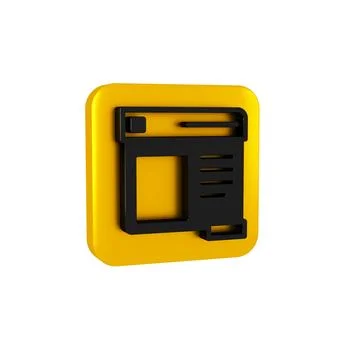Black Browser window icon isolated on transparent background. Yellow square Ilustración de archivo