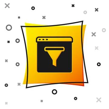 Black Browser window icon isolated on white background. Yellow square butto.. Stock Illustration