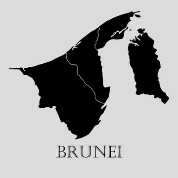 Black Brunei map - vector illustration Stock Illustration
