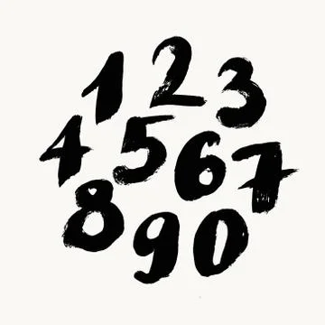 Black brush painted numbers Stock Illustration