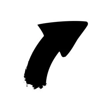 Black brush stroke arrow pointing up right Stock Illustration