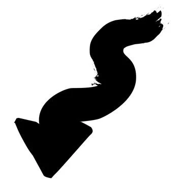 Black brush stroke arrow pointing down direction 스톡 일러스트