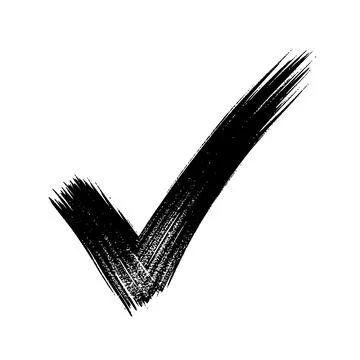 Black brush stroke check mark on white background 스톡 일러스트