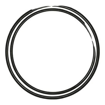 Black brush stroke circle frame drawing zen Stock Illustration