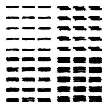 Black brush stroke collection. Set of dirty texture in grunge style. Illustrazione stock