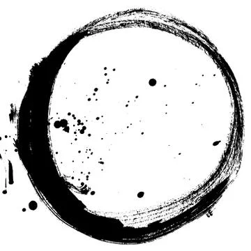 Black brush stroke in the form of a circle. Stock Illustration