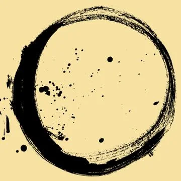 Black brush stroke in the form of a circle. Illustrazione stock