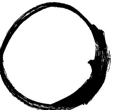 Black brush stroke in the form of a circle. Stock Illustration