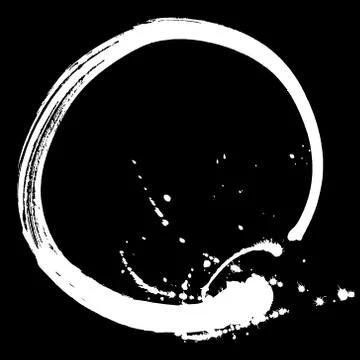 Black brush stroke in the form of a circle. Illustrazione stock