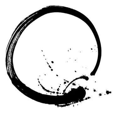 Black brush stroke in the form of a circle. Stock Illustration