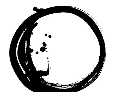 Black brush stroke in the form of a circle. Stock Illustration