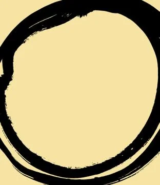 Black brush stroke in the form of a circle. Stock Illustration