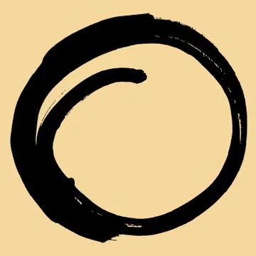 Black brush stroke in the form of a circle. Stock Illustration