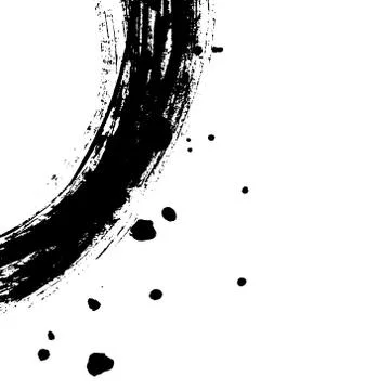 Black brush stroke in the form of a circle. Stock Illustration