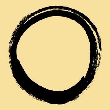Black brush stroke in the form of a circle. Stock Illustration