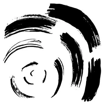 Black brush stroke in the form of a circle. Stock Illustration