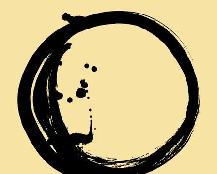 Black brush stroke in the form of a circle. Illustrazione stock