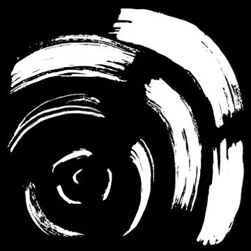Black brush stroke in the form of a circle. Stock Illustration