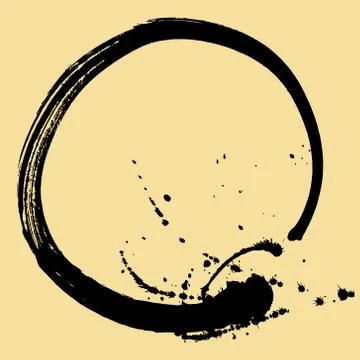 Black brush stroke in the form of a circle. Stock Illustration
