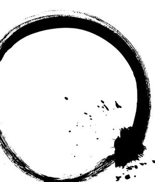 Black brush stroke in the form of a circle. Stock Illustration