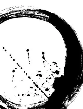 Black brush stroke in the form of a circle. Stock Illustration