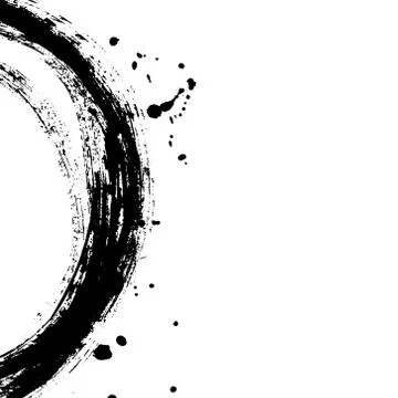 Black brush stroke in the form of a circle. Stock Illustration