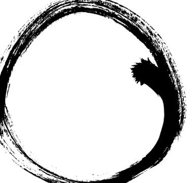 Black brush stroke in the form of a circle. Stock Illustration