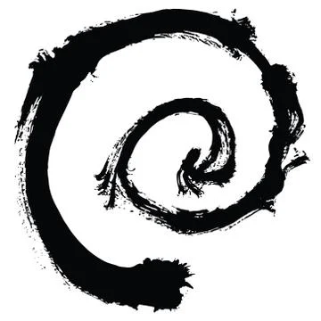 Black brush stroke in the form of a circle. Stock Illustration