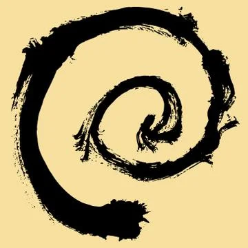 Black brush stroke in the form of a circle. Stock Illustration