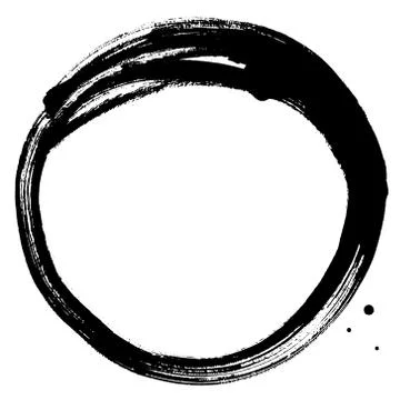 Black brush stroke in the form of a circle. Stock Illustration
