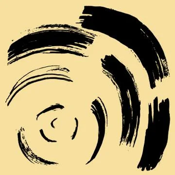 Black brush stroke in the form of a circle. Stock Illustration