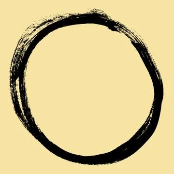 Black brush stroke in the form of a circle. Stock Illustration