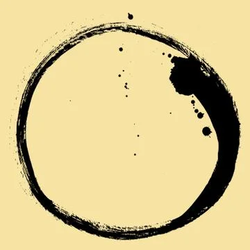 Black brush stroke in the form of a circle. Stock Illustration