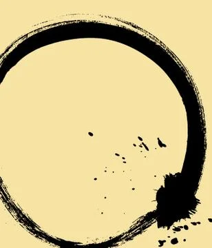 Black brush stroke in the form of a circle. Stock Illustration