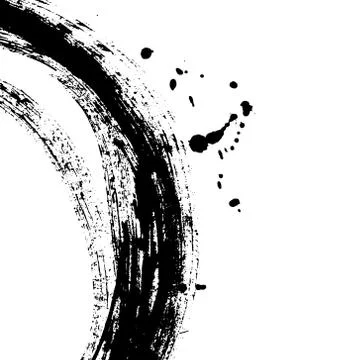 Black brush stroke in the form of a circle. Stock Illustration
